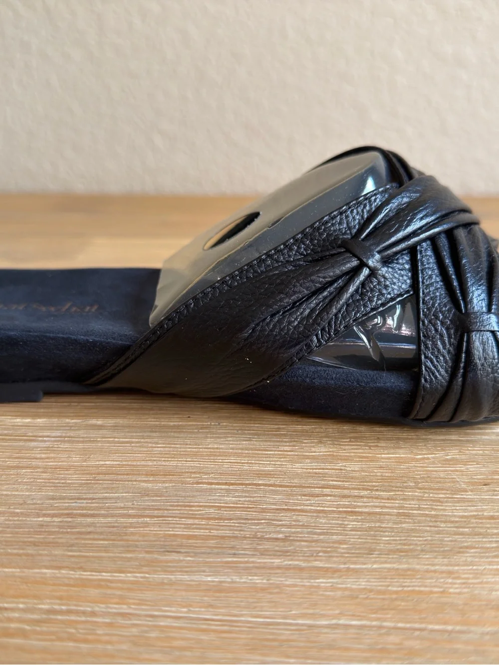 Aerosoles What's What Black Leather Open Toe Sandal Slip On Women’s 8.5 New Box